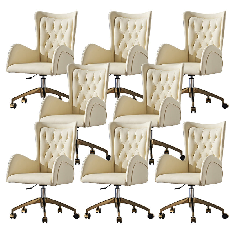 Chaise de chaise pivotante en cuir sans bras contemporain chaise de bureau réglable tufted