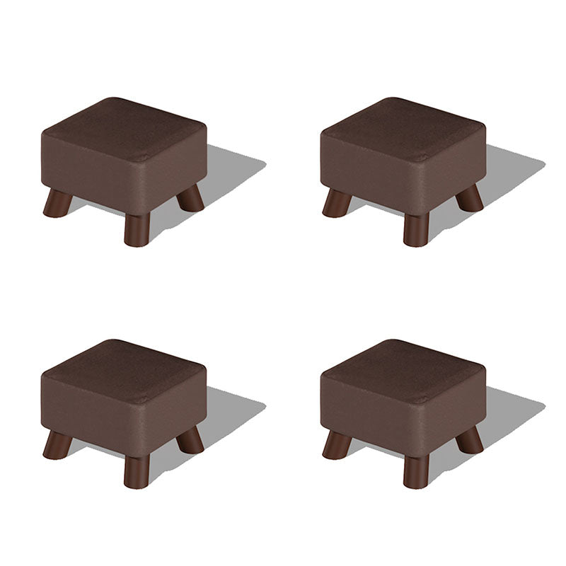 Modern Ottoman Cotton Upholstered Solid Color Square Ottoman with Legs
