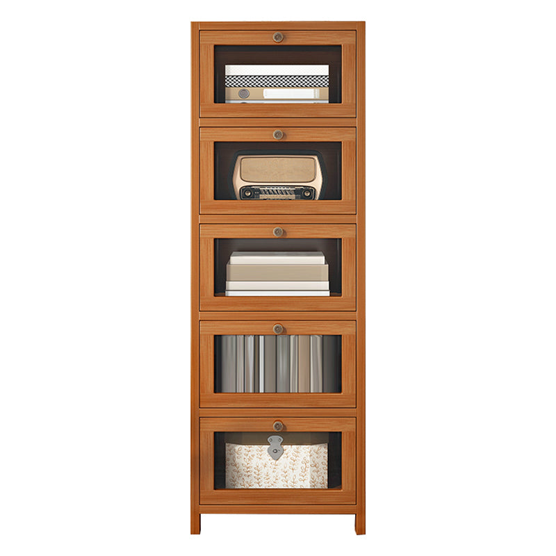 Mid-Century Modern 13.8"W Accent Chest Rectangle Side Cabinet in Brown 13.8"L x 12.2"W x 39.4"H Clearhalo 'Cabinets & Chests' 'cabinets_chests' 'furn' 'furn_cabinets_chests' 'Furniture' 'Living Room Furniture' 7218916