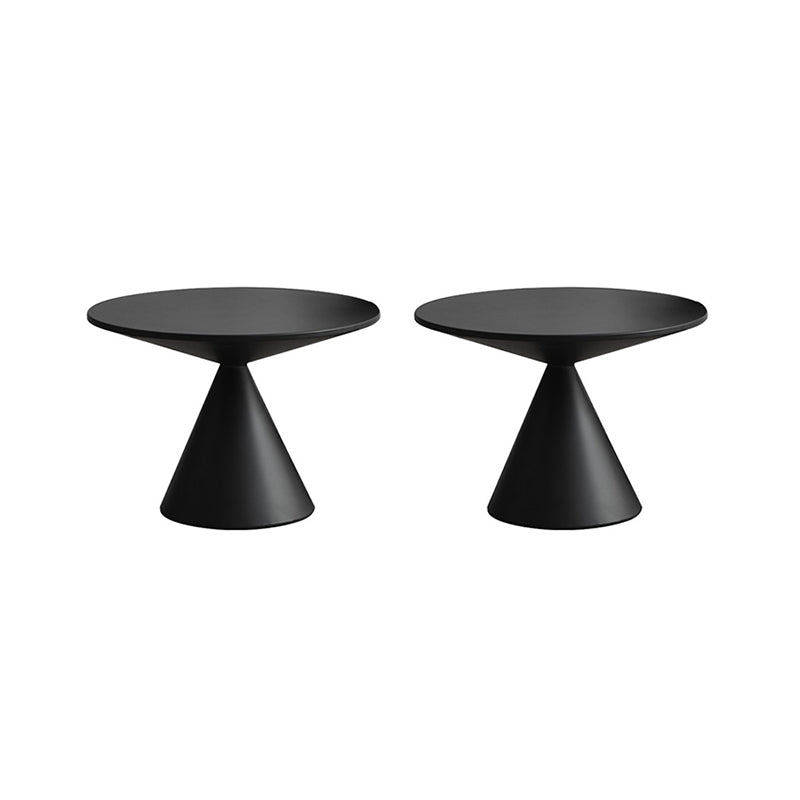 Table d'angle contemporaine metal rond piédestal latérale