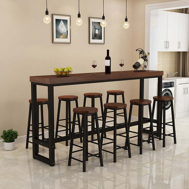 Contemporary Solid Wood Bar Dining Table Rectangle Bar Table in Brown ...