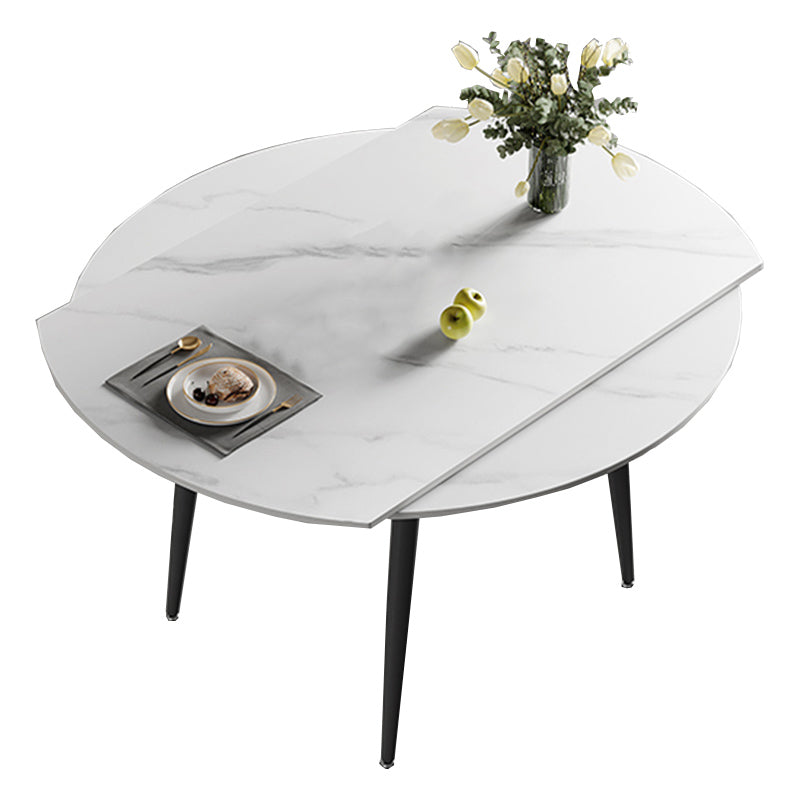 Modern Simple Dining Table Sintered Stone Dinner Table with Metal Legs 51.2"L x 51.2"W x 29.5"H Without Chairs Clearhalo 'Dining Tables & Seating' 'Dining Tables' 'dining_table' 'furn' 'furn_dining_table' 'Furniture' 'Kitchen & Dining Furniture' 7221001