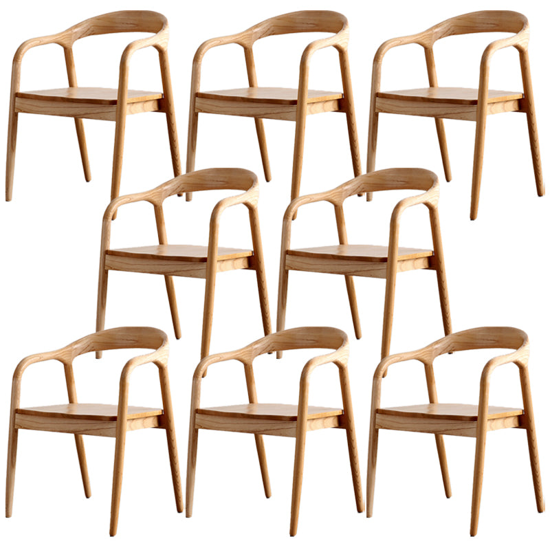 Solid Wood Dining Chairs Nordic Style Open Back Dining Chair Natural 8 Piece Set Clearhalo 'Dining Chairs' 'Dining Tables & Seating' 'dining_chair' 'furn' 'furn_dining_chair' 'Furniture' 'Kitchen & Dining Furniture' 7224603