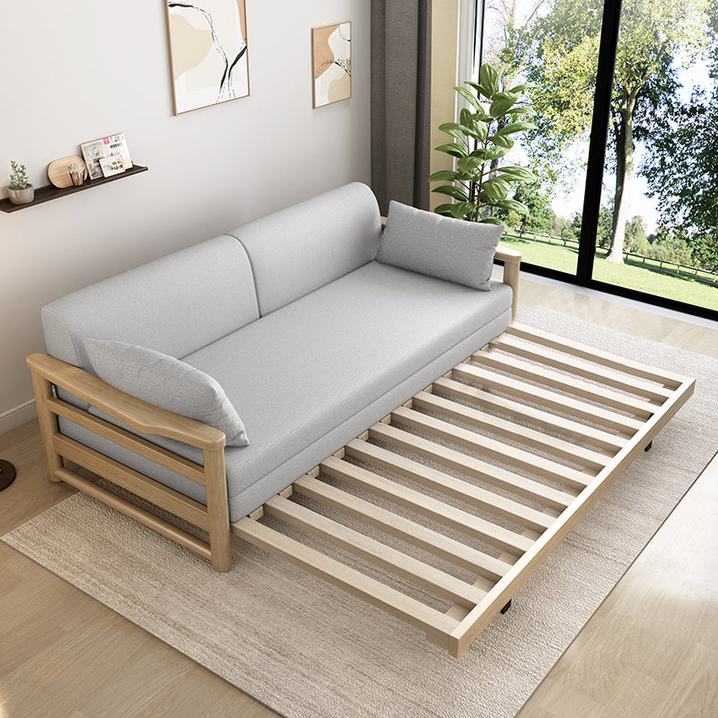 Scandinavian Wood Futon Sleeper Sofa Pillow Back Futon and Mattress