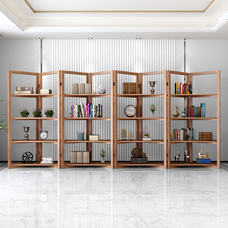 Open Back Folding Bookshelf Wood Contemporary Bookcase for Home 138"L x 18"W x 71"H Clearhalo 'Bookcases' 'furn' 'furn_bookcases' 'Furniture' 'Office Furniture' 7226650