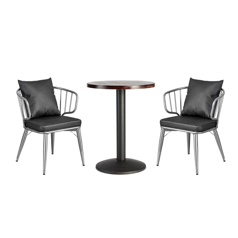 Solid Wood Dinette Set 1/2/3 Pcs Industrial Style Dining Set with Round Table