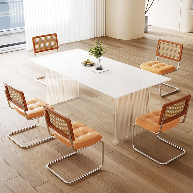 Ensemble de table à manger moderne 1/5/6 Ensemble de restauration en pierre rectangulaire avec chaises en cuir microfibre