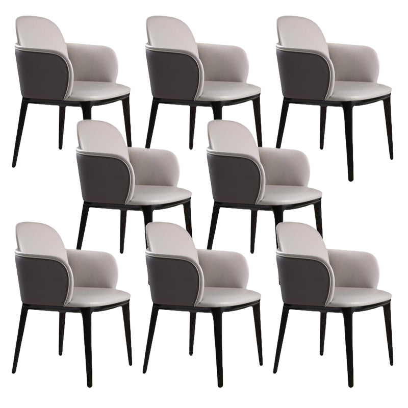 Silla de brazo de cuero de imitación sillas de estilo nórdico parsons con piernas negras