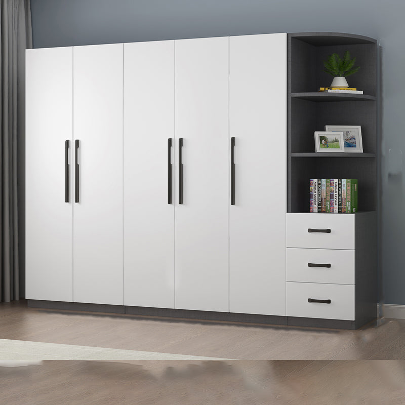 Modern Wood Frame Wardrobe Armoire Freestanding Wardrobe with Shelves