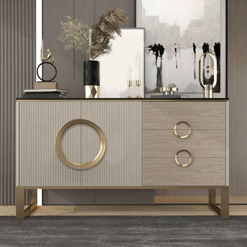 Sideboard in metallo a buffet in pietra in stile glam con 3 disegni