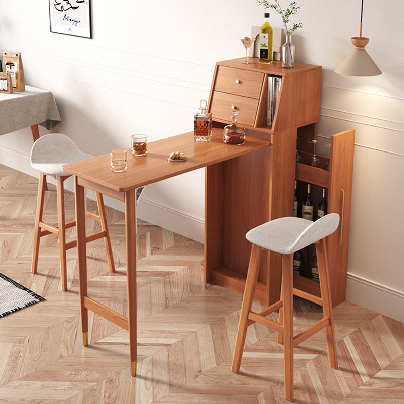 1/2/3 Pieces Table and Stool Set Wood Rectangular Pub Dining Set