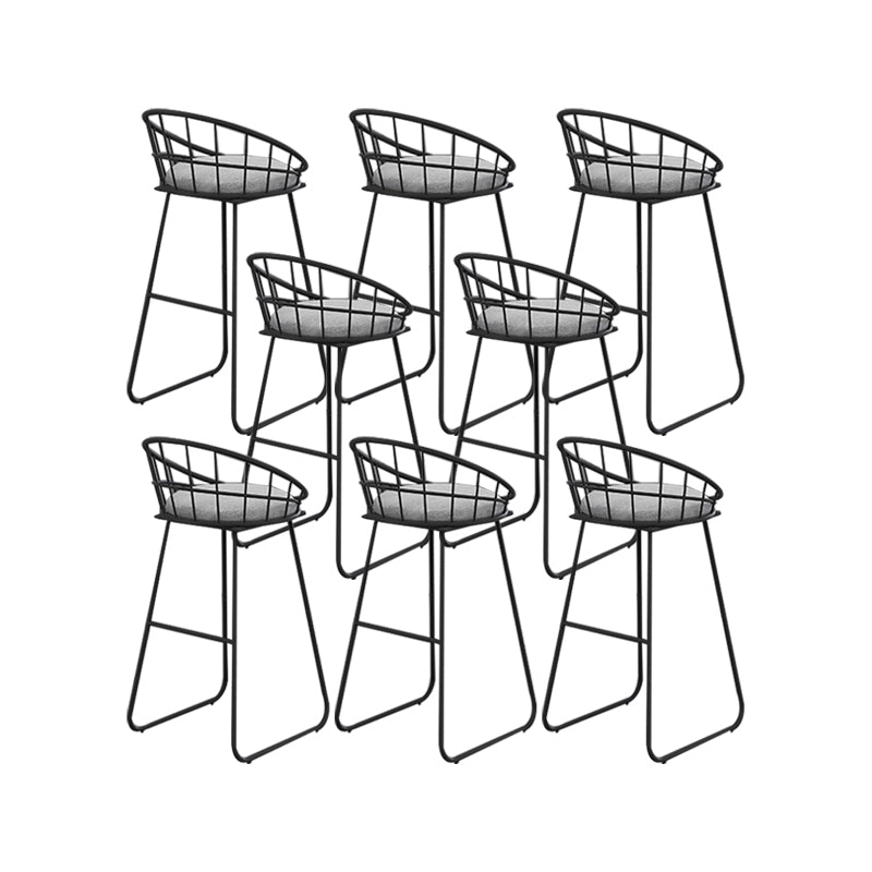 Glam Low Back Dining Stools Round Upholstered Bar Stools with Footrest
