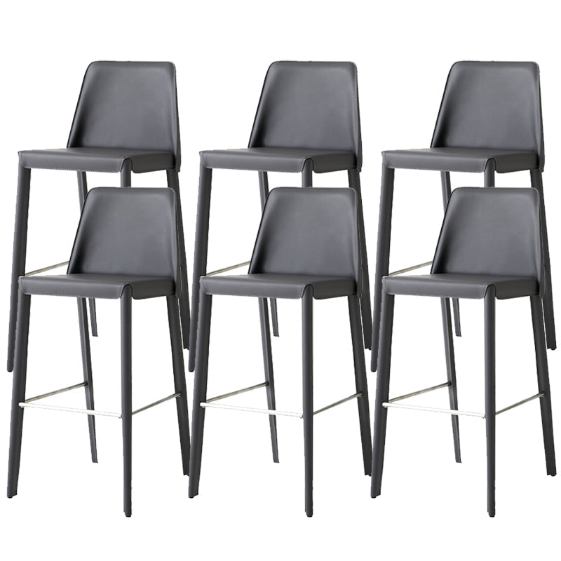 Faux Leather Bar Stools Modern Style Patio Bar Stool with Backrest