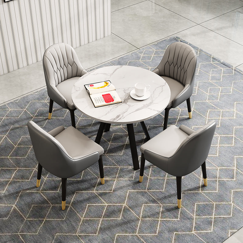 Set di dinette moderni fissi 1/2/5 pezzi tavolo da pranzo in pietra rotonda con sedie