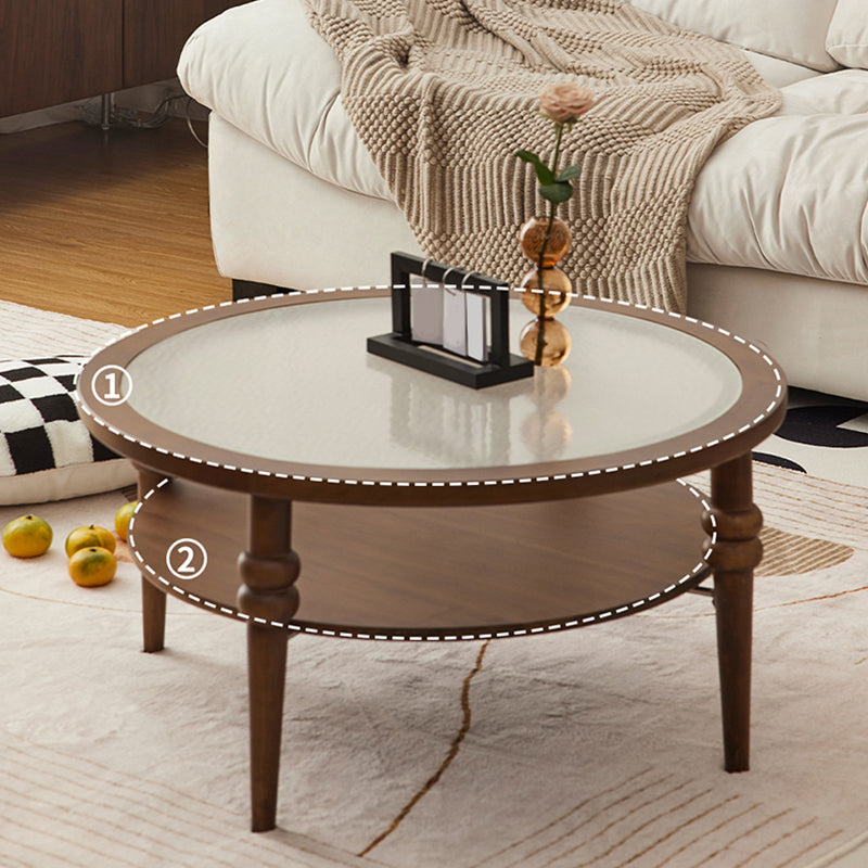 Modern Glass Top Coffee Table Solid Wood Brown Table with Storage Clearhalo 'Coffee & Accent Tables' 'Coffee Tables' 'coffee_tables' 'furn' 'furn_coffee_tables' 'Furniture' 'Living Room Furniture' 7236158