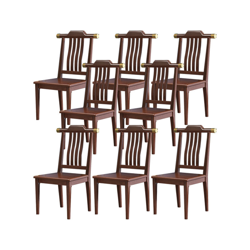 Industriële keuken eetkamerstoel massief houten lat achter armloze stoel