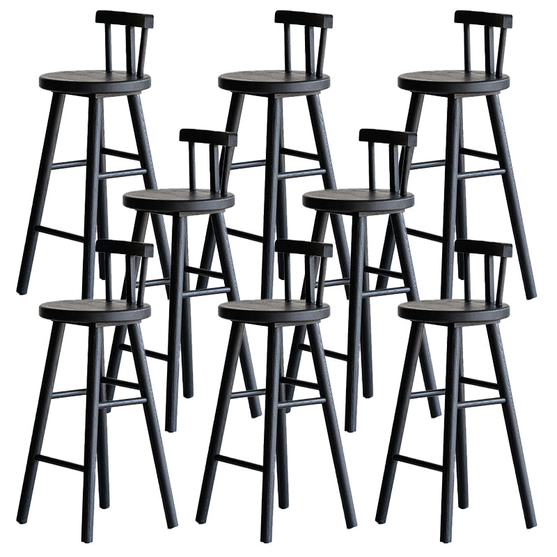 Solid Wood Bar Stools Black Backless Dining Stools with Footrest
