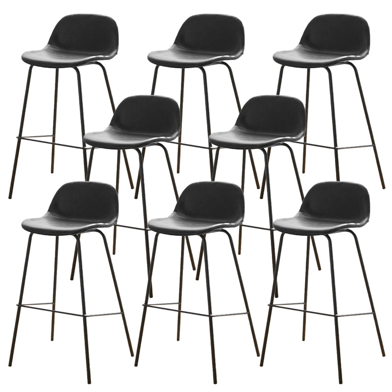 Low Back Dining Stools Faux Leather Bar Stools with Metal Base
