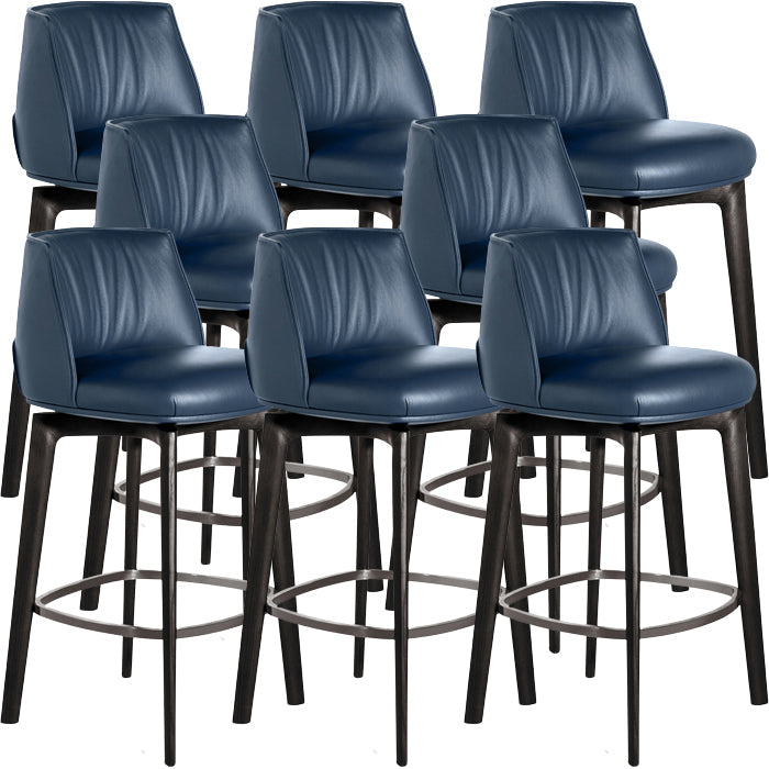 Scandinavian Solid Wood Bar Stools Indoor Stool with Footrest Blue 8 Piece Set Clearhalo 'Bar Furniture' 'Bar Stools' 'bar_stools' 'furn' 'furn_bar_stools' 'Furniture' 'Kitchen & Dining Furniture' 7238025