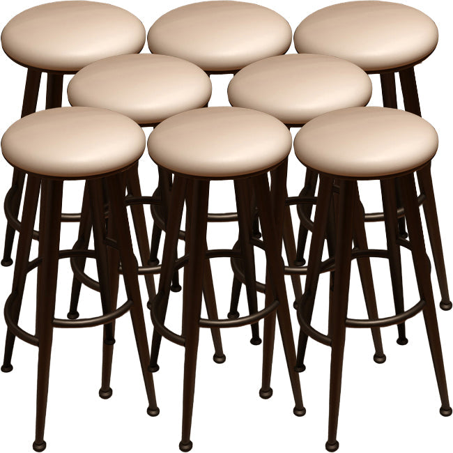 Round Faux Leather Dining Stool Backless Bar Stool with Metal Base Black 8 Piece Set Clearhalo 'Bar Furniture' 'Bar Stools' 'bar_stools' 'furn' 'furn_bar_stools' 'Furniture' 'Kitchen & Dining Furniture' 7238082