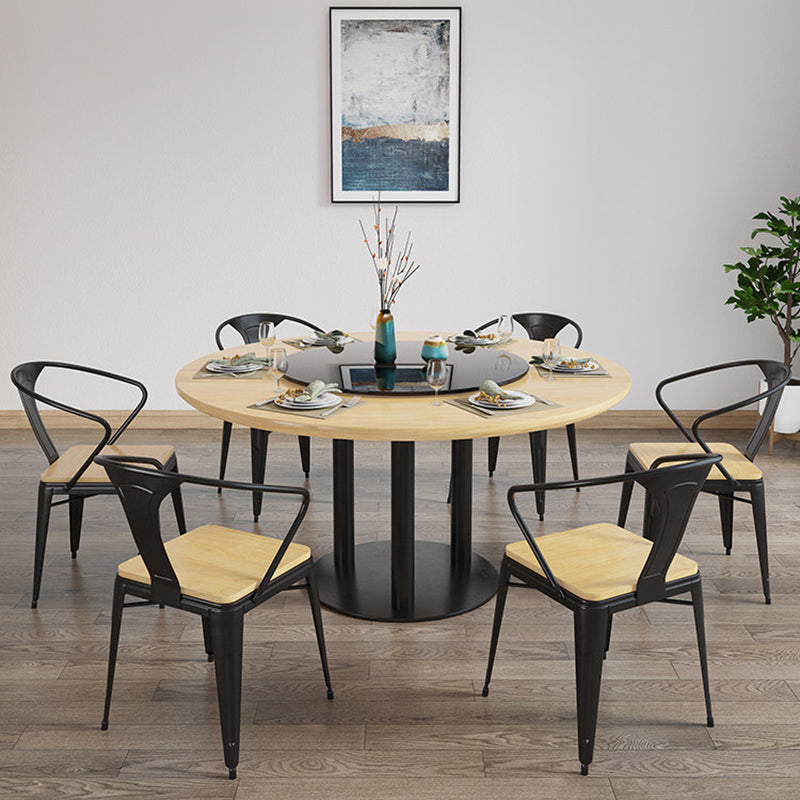 Round Solid Wood Dining Set 1/4/7 Pieces Dinette Set for Kitchen 7 Pieces: Table, 6 Chairs Clearhalo 'Dining Room Sets' 'Dining Tables & Seating' 'dining_room_set' 'furn' 'furn_dining_room_set' 'Furniture' 'Kitchen & Dining Furniture' 7239597