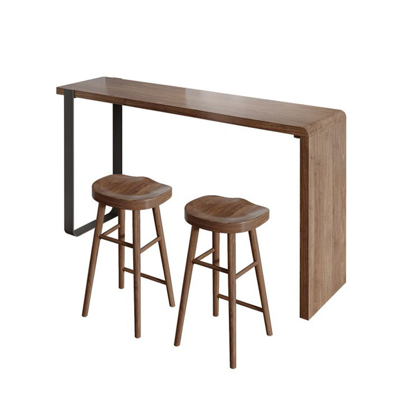 Pine Solid Wood Bar Pub Table Pub Set 1/3 PCS Table de barre rectangle et tabourets sans dos