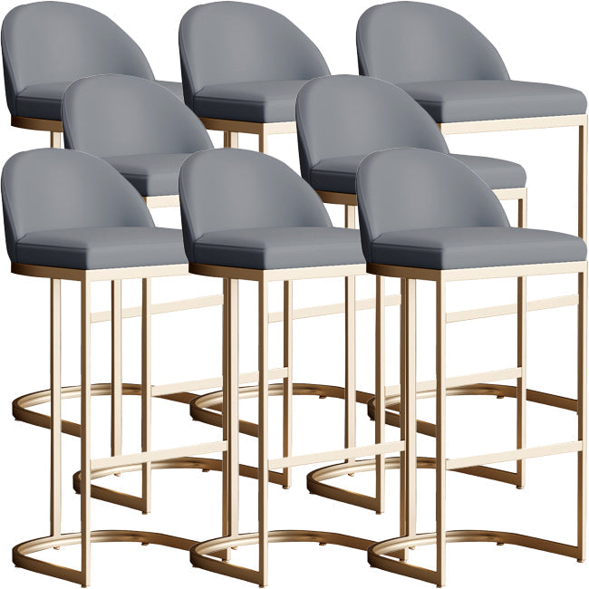 Bucket Faux Leather Dining Stool Low Back Bar Stool with Gold Metal Base 8 Piece Set Clearhalo 'Bar Furniture' 'Bar Stools' 'bar_stools' 'furn' 'furn_bar_stools' 'Furniture' 'Kitchen & Dining Furniture' 7243914