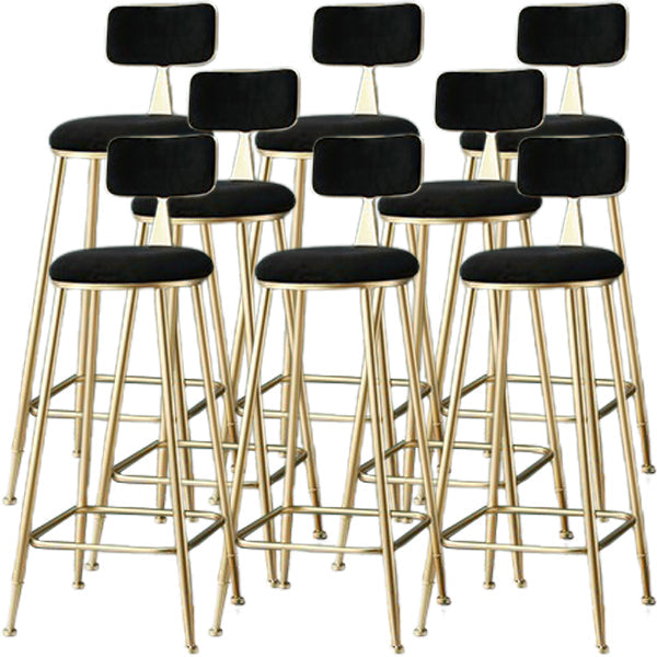 Sgabello da pranzo imbottito glam sgabello da bar sul retro con base in metallo dorato