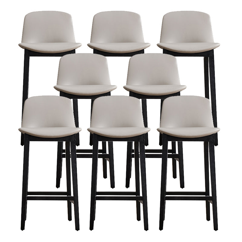 Faux Leather Stool Black Base Patio Bar and Counter Stool with Backrest