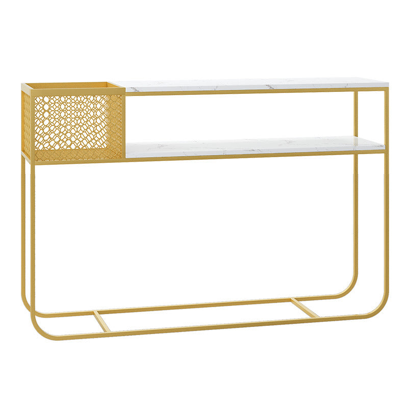 Tavolo console in marmo glam rettangolo bianco tavolo accento per la sala