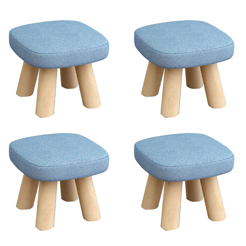 Modern Ottoman Cotton Detachable Seat Cover Solid Color Square Ottoman Blue 4 Piece Set Clearhalo 'furn' 'furn_ottomans_poufs' 'Furniture' 'Living Room Furniture' 'Ottomans & Poufs' 'ottomans_poufs' 7252587