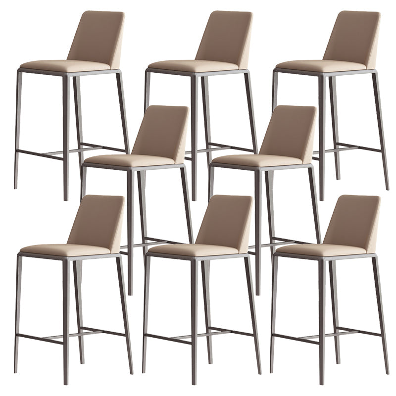 Upholstered Bar Stools Low Back Dining Stools with Metal Base