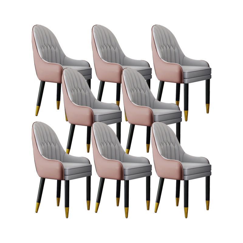 Faux Leather Dining Chairs Modern Parsons Chair with Wood Legs Pink 8 Piece Set Clearhalo 'Dining Chairs' 'Dining Tables & Seating' 'dining_chair' 'furn' 'furn_dining_chair' 'Furniture' 'Kitchen & Dining Furniture' 7256881
