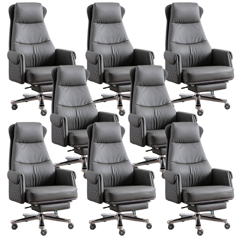 Modern Office Chair Armless Leather No Distressing Ergonomic Desk Chair with Wheels Grey 8 Piece Set Clearhalo 'furn' 'furn_office_chair' 'Furniture' 'Office Chairs' 'Office Furniture' 'office_chair' 7257182
