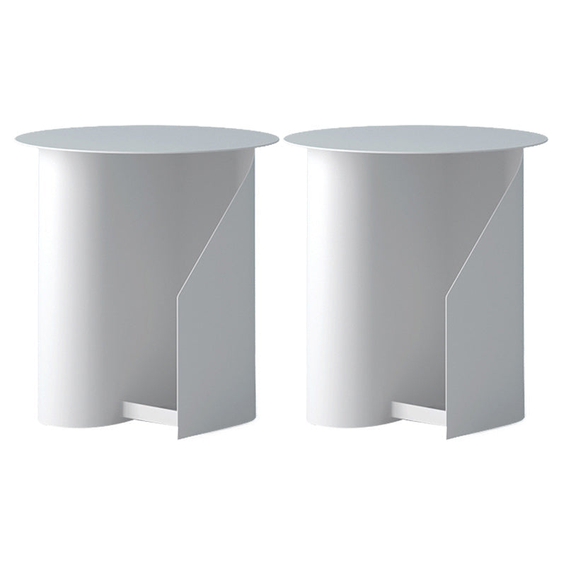 Contemporary Corner Table Round Side Table with Metal Shelves 18"L x 18"W x 18.5"H White 2 Clearhalo 'Coffee & Accent Tables' 'End & Side Tables' 'end_side_tables' 'furn' 'furn_end_side_tables' 'Furniture' 'Living Room Furniture' 7257446