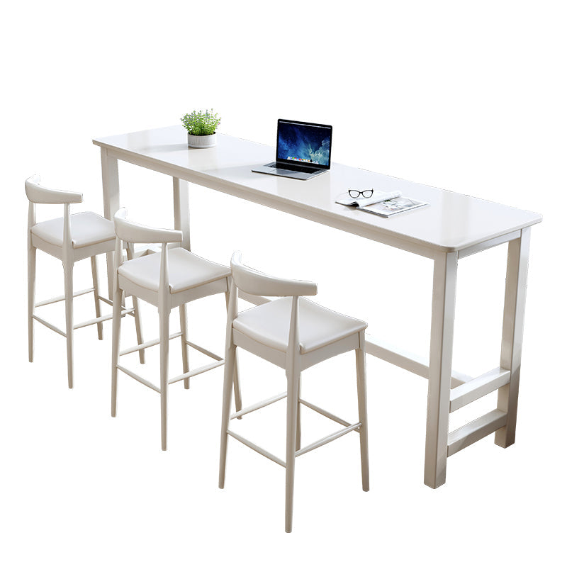Mesa de barra rectangular moderna Madera sólida Bistro Bar Bar Desk with Footrest
