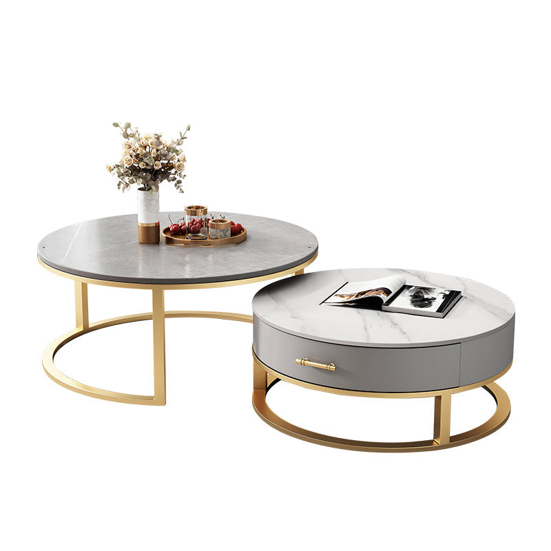 Tavolino in ardesia tavolino tavolino da cocktail rotondo con cassetti di stoccaggio