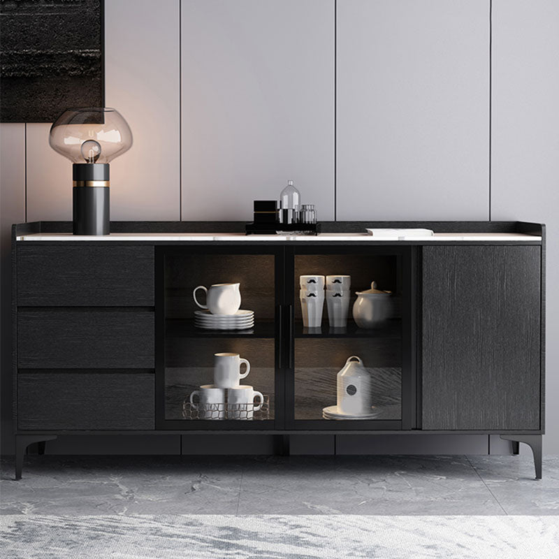 Puerto de vidrio moderno aparador Buffet Buffet Sala de estar, 15.7 "W x 33.5" H