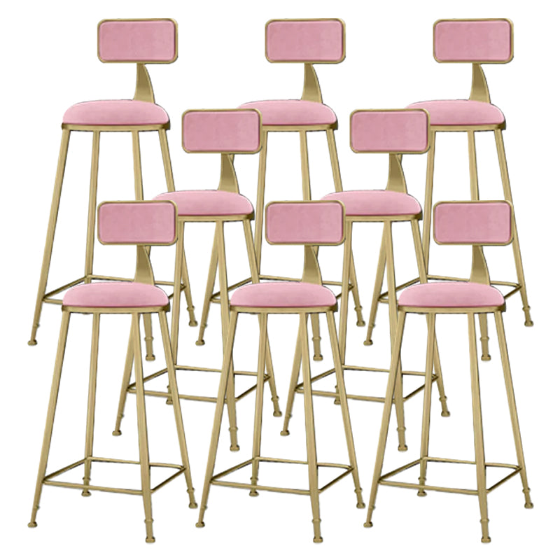 Industrial Armless Dining Stools Round Bar Stools with Metal Base Pink 8 Piece Set Clearhalo 'Bar Furniture' 'Bar Stools' 'bar_stools' 'furn' 'furn_bar_stools' 'Furniture' 'Kitchen & Dining Furniture' 7263490