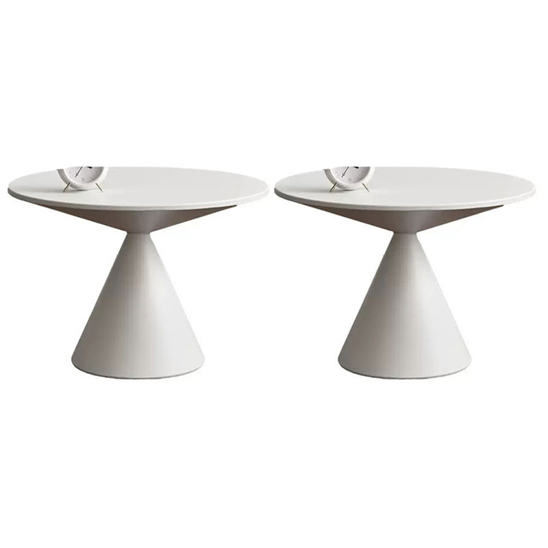 Contemporary Corner Table Round Pedestal Solid Wood Accent Side Table 24"L x 24"W x 16"H White 2 Clearhalo 'Coffee & Accent Tables' 'End & Side Tables' 'end_side_tables' 'furn' 'furn_end_side_tables' 'Furniture' 'Living Room Furniture' 7263980