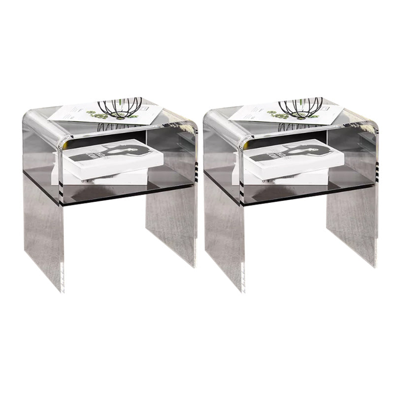 12" Wide Glam Corner Table Acrylic Storage Accent Side Table Black Clear 2 Clearhalo 'Coffee & Accent Tables' 'End & Side Tables' 'end_side_tables' 'furn' 'furn_end_side_tables' 'Furniture' 'Living Room Furniture' 7270705