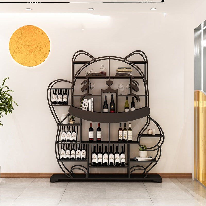 Modern Simple Floor Wine Rack Metal Wine Bottle Holder without Light
