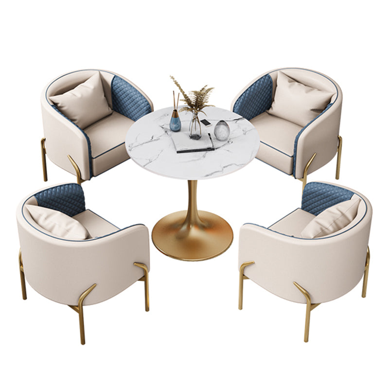 Set di dinette in stile glam 1/3/4/5 pezzi tavolo dinette in pietra rotondo con sedia da pranzo