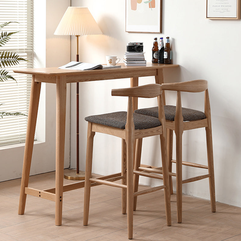 Glam Rectangle Bar Table Set 1/2/3 Pcs Oak Solid Wood Bar Table and Stools in Natural