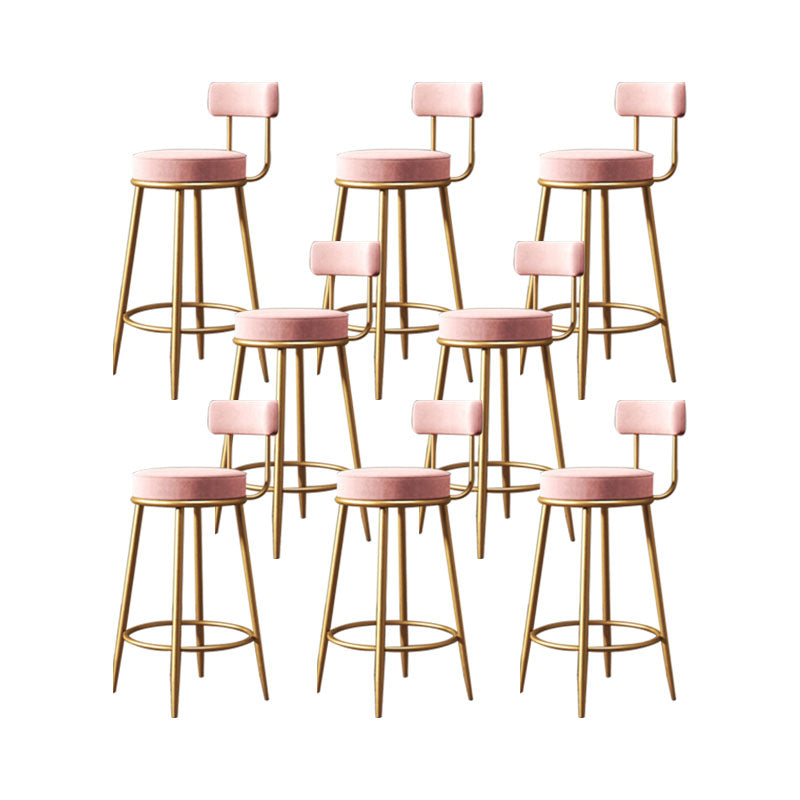 Glam Living Room Counter Chair Metal Bar Stools with Footrest