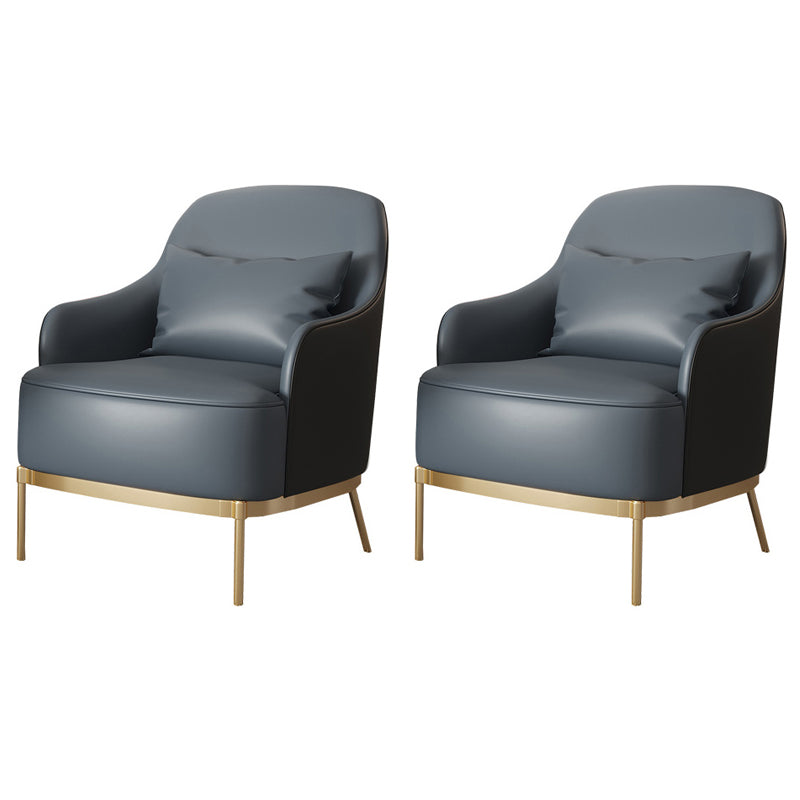 Transitional Sewn Pillow Back 4 Legs Chair Upholstered Recessed Arms Chair Grey 2 Piece Set Clearhalo 'Accent Chairs' 'accent_chairs' 'Chairs & Seating' 'furn' 'furn_accent_chairs' 'Furniture' 'Living Room Furniture' 7278831