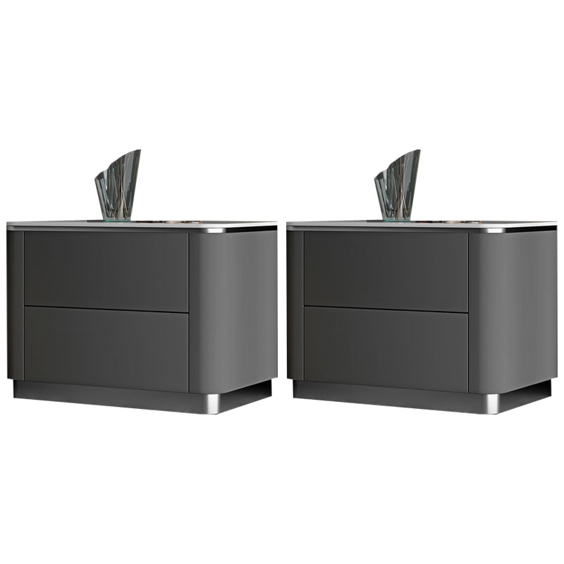 Stone Bedside Cabinet Classic Glam Bed Nightstand for Bedroom Dark Gray 2 Piece Set Clearhalo 'Bedroom Furniture' 'furn' 'furn_night_stand' 'Furniture' 'night_stand' 'Nightstands' 7281738