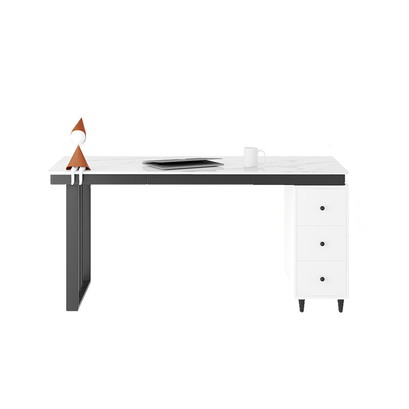 Modern Style White Office Task Desk Rectangular Shape Writing Desk with 2 Legs 4 Clearhalo 'furn' 'furn_office_desk' 'Furniture' 'Office Desks' 'Office Furniture' 'office_desk' 7281780
