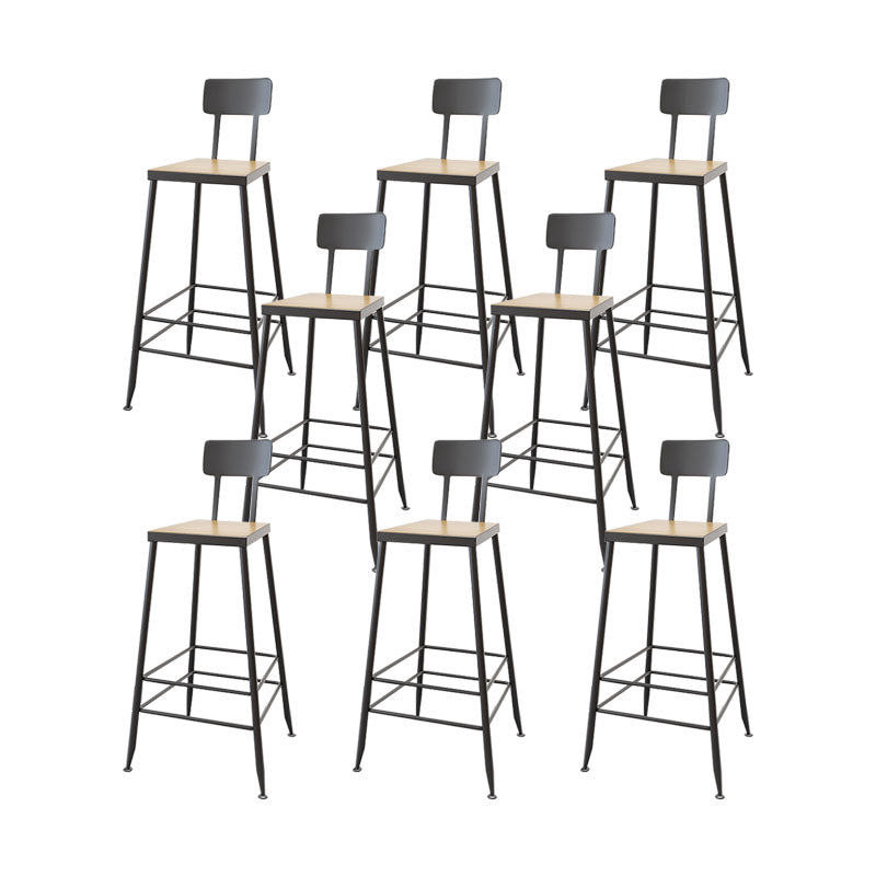 Contemporary Bar Stools Low Back Dining Stools with Black Metal Base