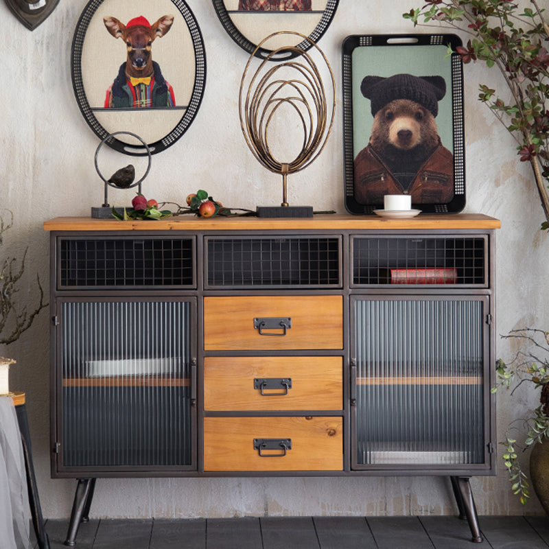 Verifica in legno massiccio mobile di stoccaggio tradizionale con porte